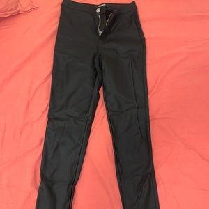 Petite Black Vice High Waisted Coated Skinny Jeans